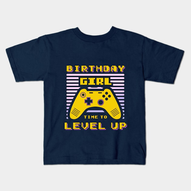 Birthday Girl Time to Level Up Video Game Birthday Gift Girl Kids T-Shirt by Medworks